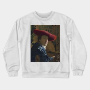 Girl with a Red Hat by Jan Vermeer Crewneck Sweatshirt